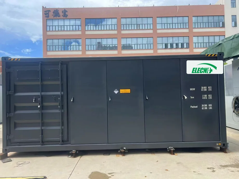 Front view of an industrial containerized BESS prepared for project quotation