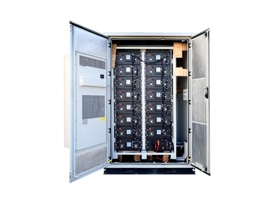 Open industrial energy storage cabinet prepared for buyer technical inspection