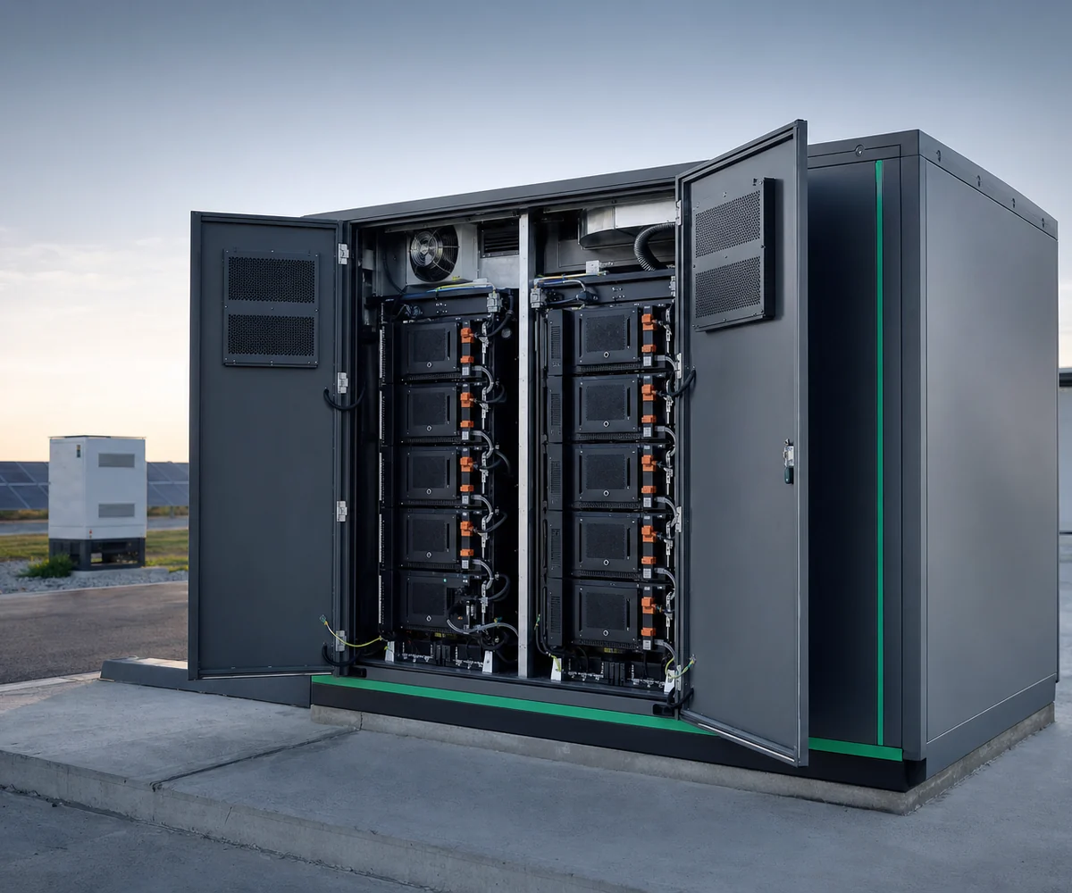 Premium graphite outdoor C&I battery energy storage cabinet with open service doors